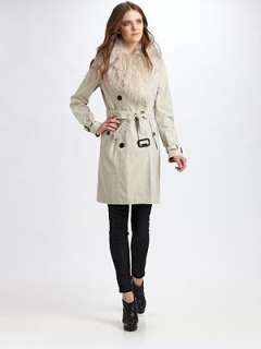 Burberry London   Fox Trimmed Trenchcoat    