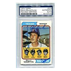  Billy Martin, Jackie Moore & Art Fowler Autographed 1974 