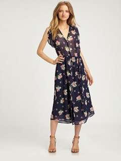 Joie   Lunaria Semi Sheer Floral Print Silk Dress