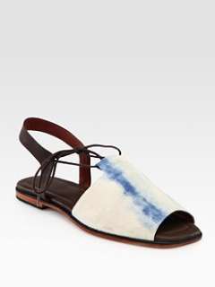 Rachel Comey   Kiefer Tie Dyed Canvas and Leather Trim Slingback 