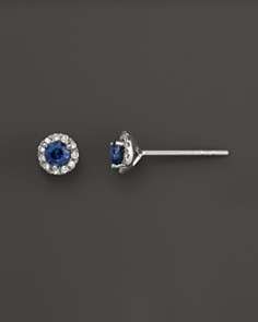 Diamond and Sapphire Earrings in 14K White Gold