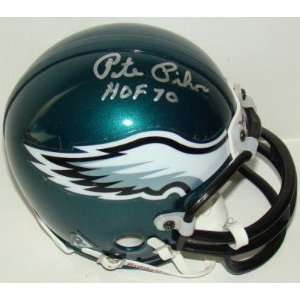  Autographed Pete Pihos Mini Helmet   HOF 70 JSA 