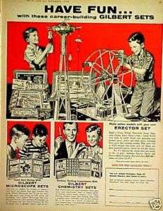 Gilbert~Erector Set Ferris Wheel~Robot(1956)Kids Toy AD  