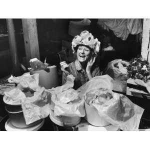  Comedian Phyllis Diller Trying on Hats at Home Stretched 