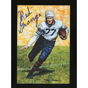  Red Grange HOF 89 Signed Goal Line Art Card JSA COA 