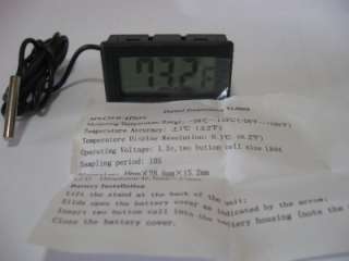 Digital Thermometer Clock w/6 Foot probe Spa Soil Refer Fahrenheit LCD 