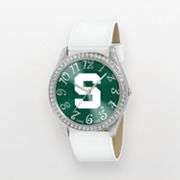 Game Time Glitz Michigan State Spartans Silver Tone Crystal Watch 