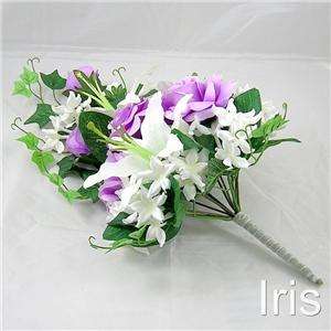 Wedding Silk Flower Rose Lily Hanging Bouquet #Cr/Lilac  