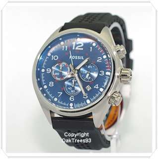 FOSSIL MENS SILICONE CHRONOGRAPH BLUE DIAL WATCH CH2694  