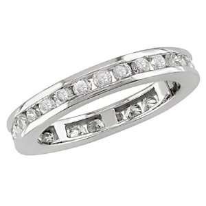   14K White Gold 1 CT TDW Round Diamond Eternity Ring (G H, I1) Jewelry