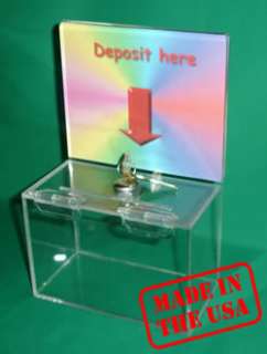 STRONG ACRYLIC FUNDRAISING DONATION BALLOT BOX W/KEYS A  