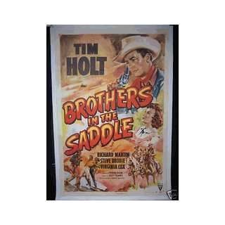  Brothers In The Saddle Tim Holt Western 1 sheet linen 1949 