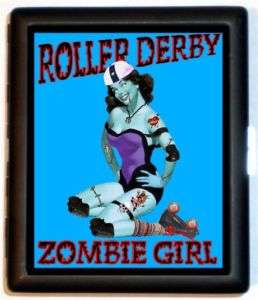 Roller Derby Zombie Girl Horror Pinup Cigarette Case ID  
