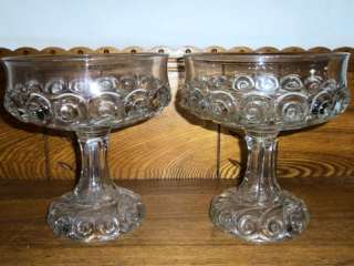 Pair of Snail Glass Compote Fruit Bowls  