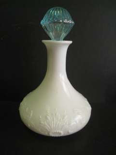 Vintage Mold Blown Milk Glass Decanter, Bottle  