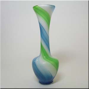 Japanese Kamei/Nasco Bue, Green & White Art Glass Vase  
