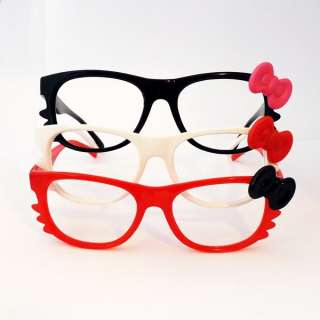   Kitty Bow Bowtie BLACK RED Women Girl Glasses Frame Costume nerdy Gift