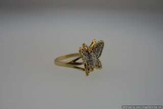 14K YELLOW GOLD BUTTERFLY RING WITH DIAMOND BUTTERFLY  