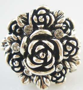 Vintage rose aged Silver gold plated ring R178  