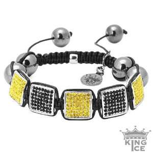  Square Disco Black & Yellow CZ Iced Out Bracelet Jewelry