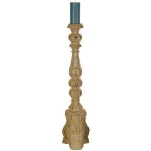  Carved Tall White Wooden Candleholder