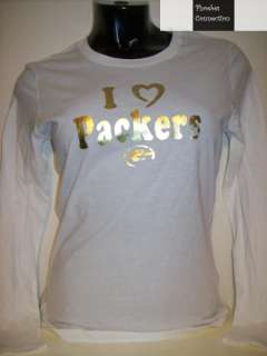 GREEN BAY PACKERS WOMENS JERSEY T SHIRT LG TOUCH I LOVE  