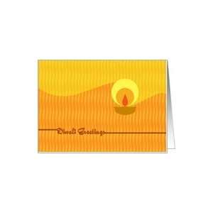 Saffron and yellow Business Diwali Greetings with earthen lamp Card