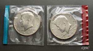 1971 P+D Kennedy Half Dollars 2 Coin Set (Mint Cello)BU  