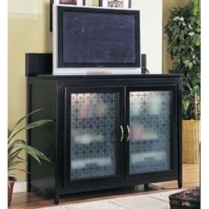  Entertainment Console Table with TV Lift Black Finish 