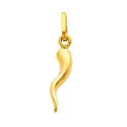 14K Yellow Gold Small Cornicello Italian Horn Charm Pendant  