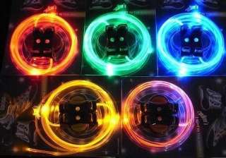 Color LED Flash Light Glow Shoelaces Shoe Lace DISCO  