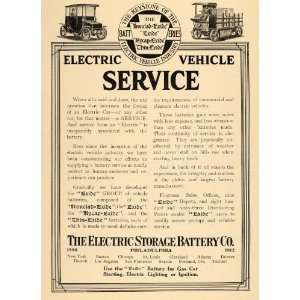  1912 Ad Electric Storage Battery Exide Vehicle Wagon 
