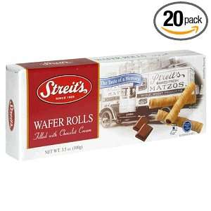 Streits Wafer Rolls, Chocolate Cream, 3.5 Ounce Units (Pack of 20 