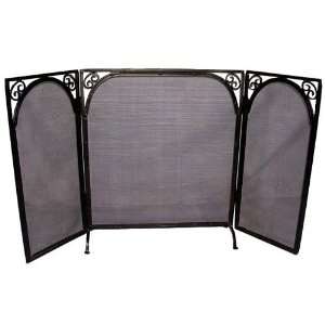  Black Wrought Iron Fireplace Screen 3 panel Fire Place 