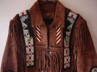Mens 4X Beaded Fringed Suede Indian Western Cowboy Show Jacket  SUPER 