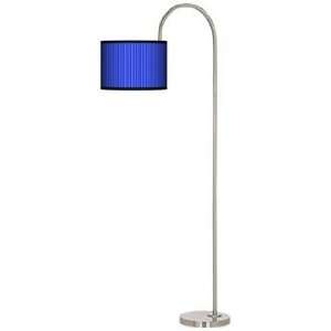    Blue Vertical Stripe Arc Tempo Giclee Floor Lamp