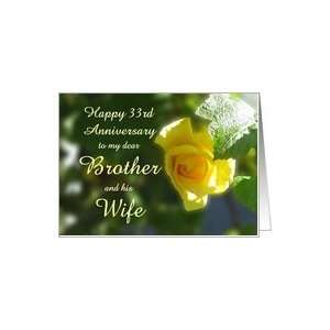 com Happy 33rd Anniversary Brother and his Wife   Yellow Rose Flowers 