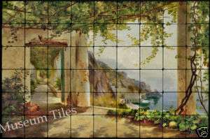 36x24 Italian Amalfi Coast Fine Art Tiles for Kitchen  