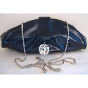   Nima Accessories Blue Glitter Sparkle Clutch Handbag 