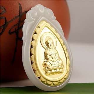 24K Gold & Jade Buddha&Kwan yin Couples Necklace KA007  