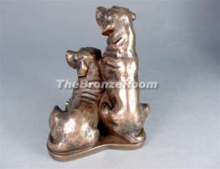 Pair of Labrador Dogs   Bronze Sculpture  