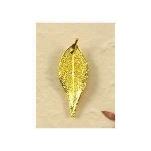  REAL LEAF Evergreen Bar Pin Brooch Gold Jewelry