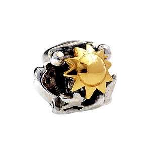   Silver/Gold Sun, Moon, Star Bead / Charm Finejewelers Jewelry