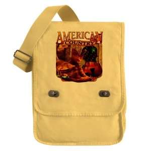   Field Bag Yellow American Country Boots And Fiddle Violin Cowboy