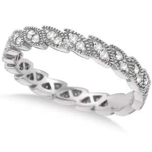  Greek Crown Marquise Shape Diamond Ring Band 14k White 