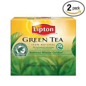 Lipton Tea Bags, Green Tea Cup Size 100 Count, 7 Ounce Boxes (Pack of 