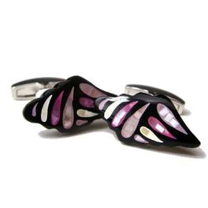  Wings of Purple Mosaic Mother of Pearl and Onyx Cufflinks 