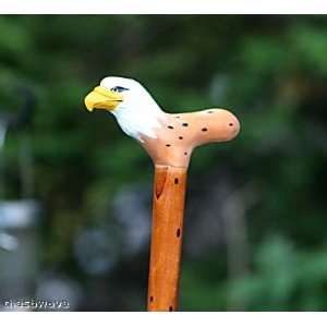  Hand Carved and Painted Wood Eagle Walking Stick Cane 
