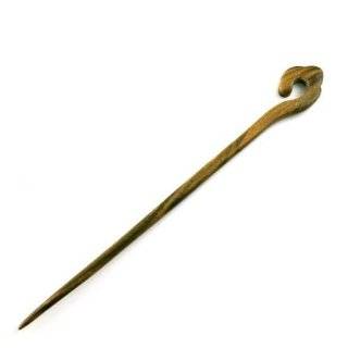   Lignum vitae Wood Carved Hair Stick Cane 7 inches by Crystalmood