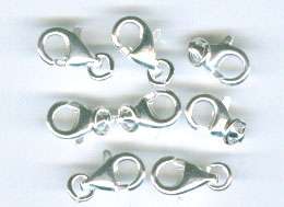 10 Sterling Silver 9mm Lobster Clasps w/jump ring  